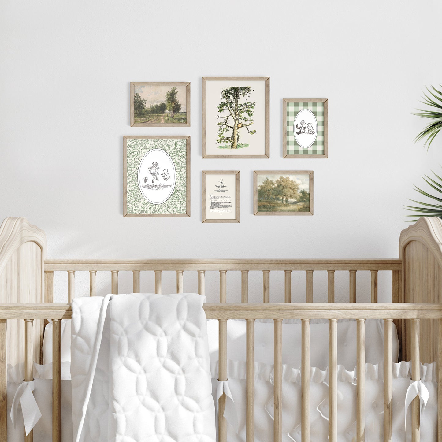 Winnie the Pooh Sage Green Gallery Art Set
