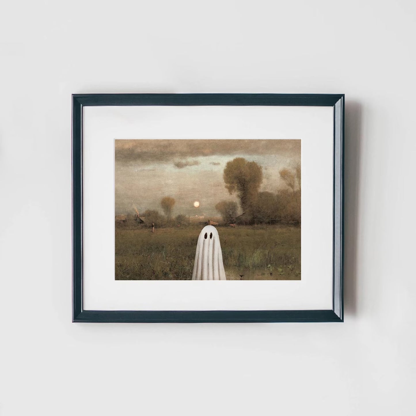Cute Ghost Under the Moonlight Halloween Art Print