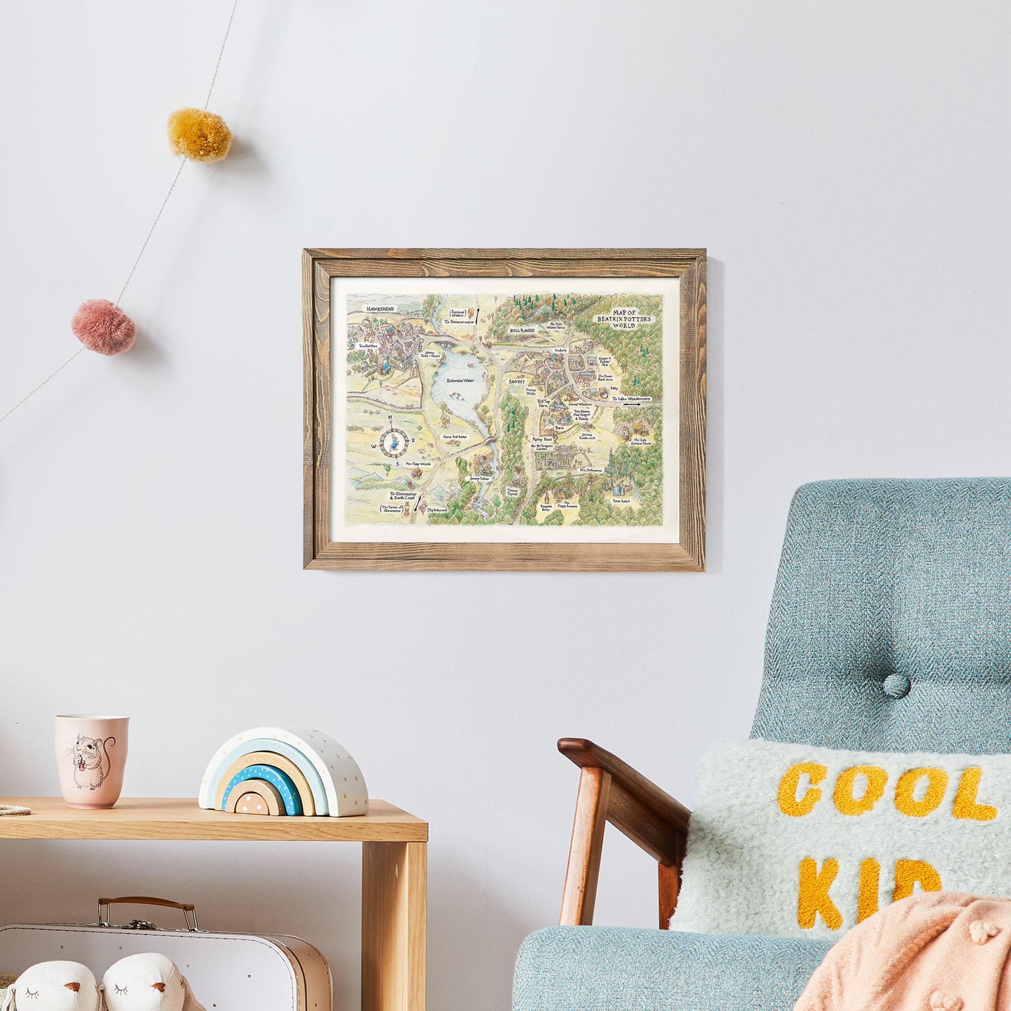 Peter Rabit Map Art Print, Beatrix Potter Print