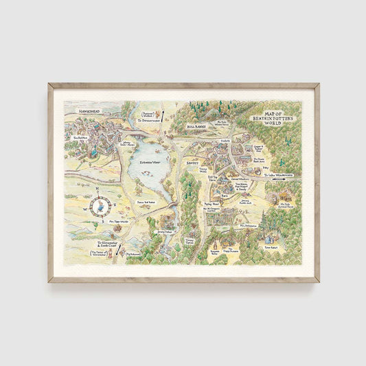 Peter Rabit Map Art Print, Beatrix Potter Print