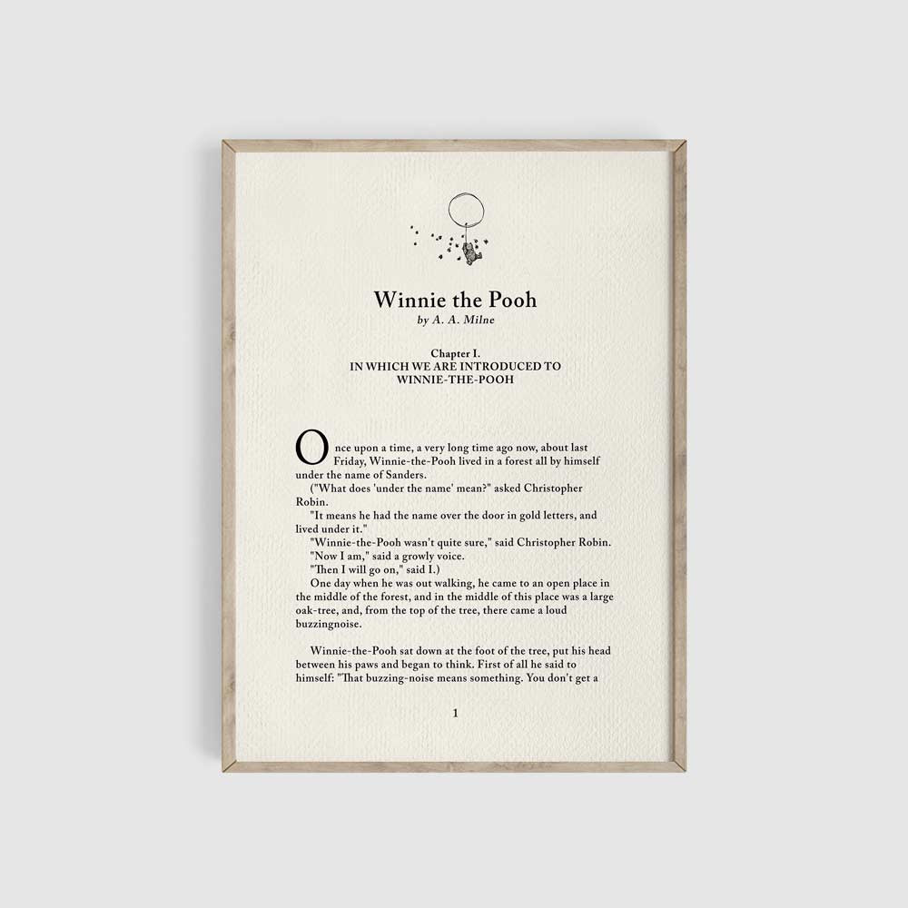 Winnie the Pooh Book Chapter Art Print, Literary Gift