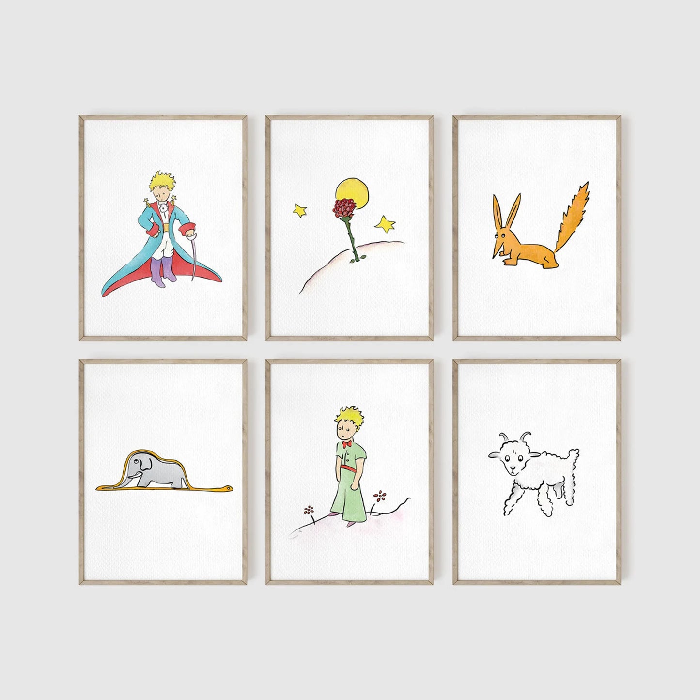 The Little Prince Characters Set of 6 Art Prints