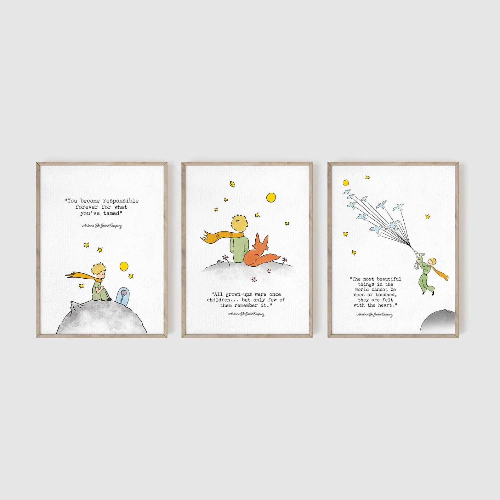The Little Prince Nursery Quotes Set of 3 Art Prints – Tripop