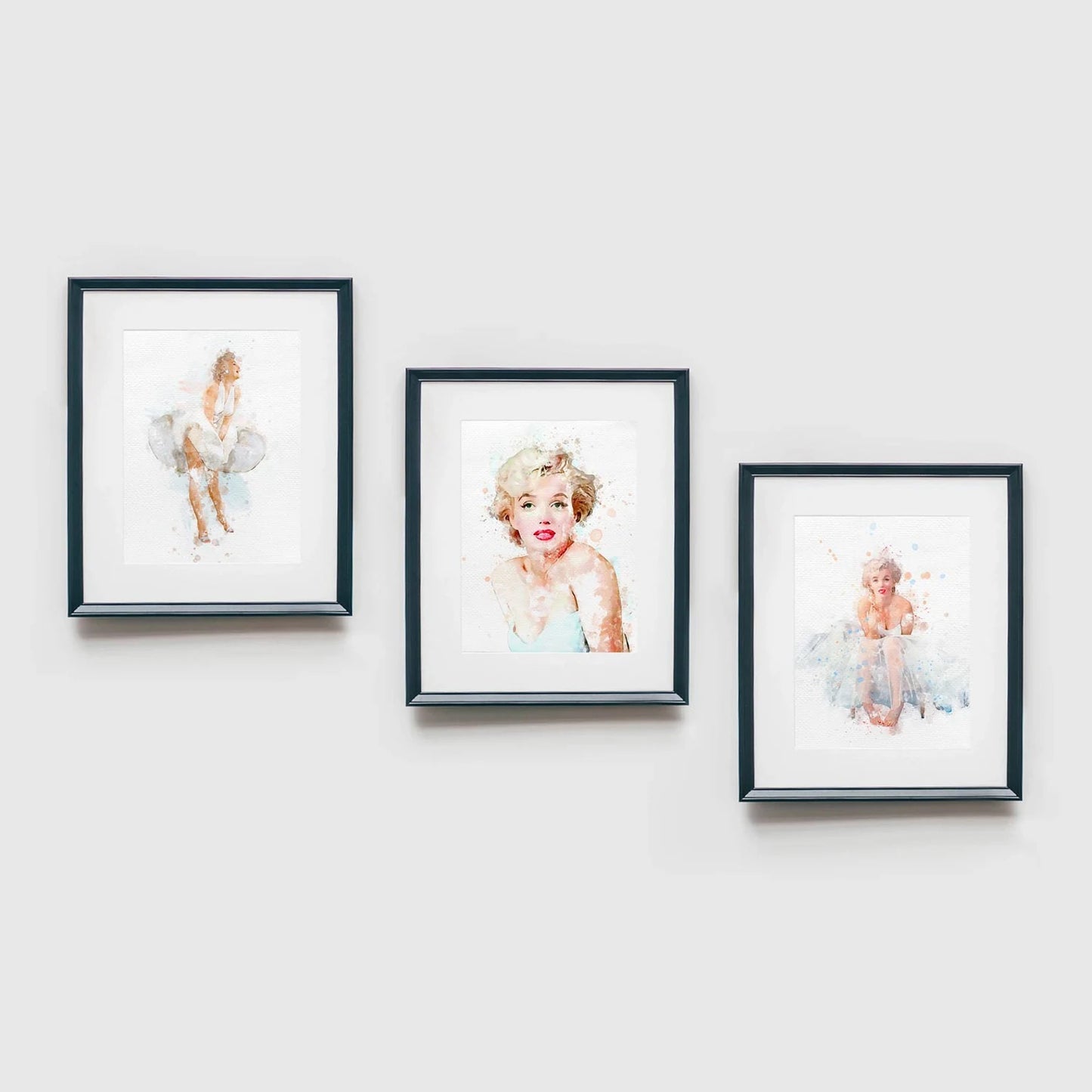 Marilyn Monroe Set of 3 Watercolor Art Prints