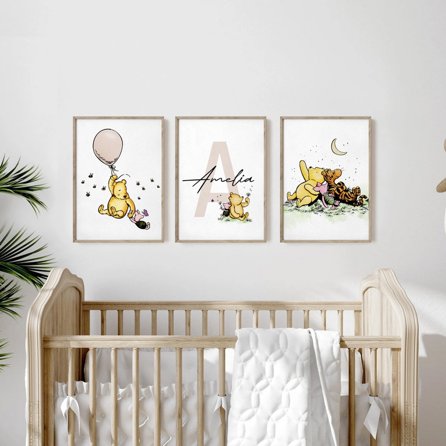 Set of 3 Personalized Name Winnie the Pooh Nursery Prints