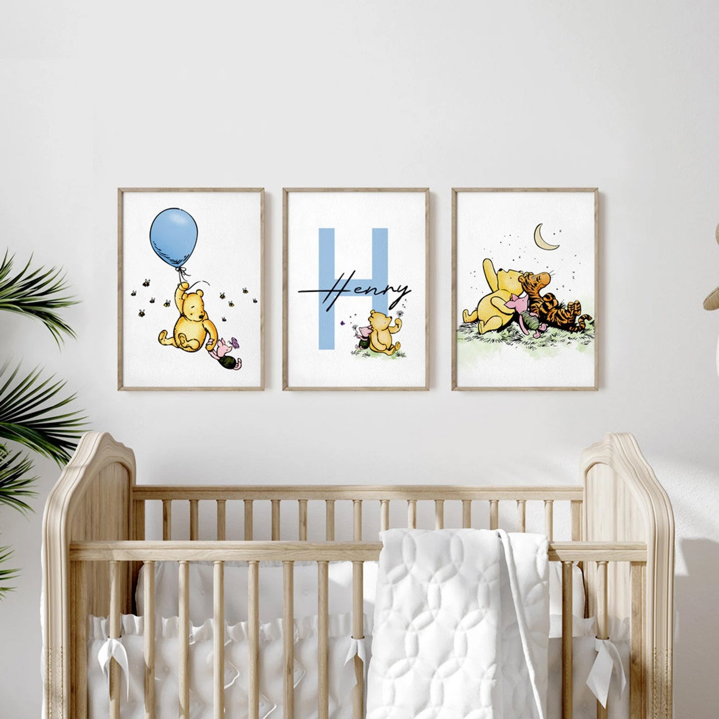 Set of 3 Personalized Name Winnie the Pooh Nursery Prints