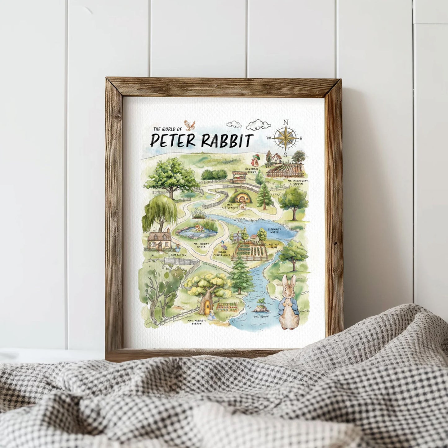 Peter Rabbit Watercolor Map Art Print
