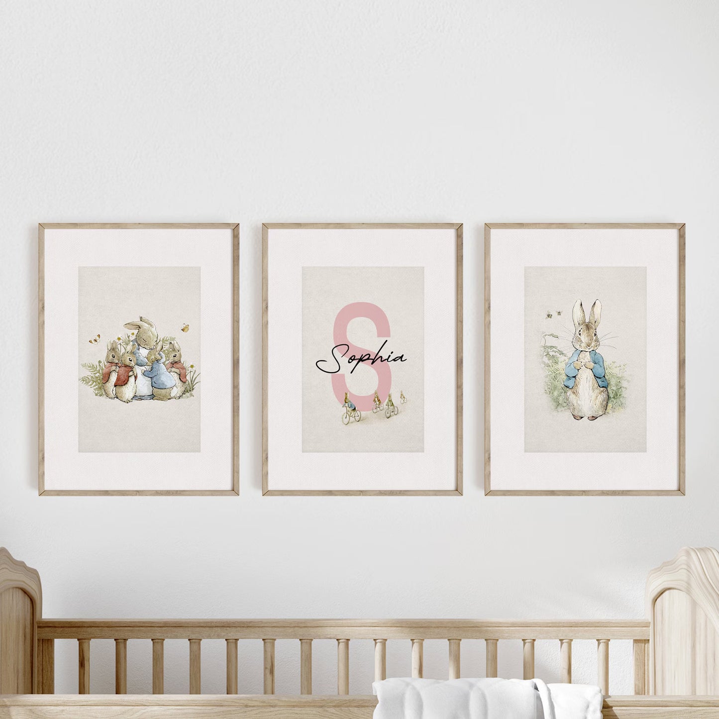 Set of 3 Personalized Name Peter Rabbit Nursery Prints