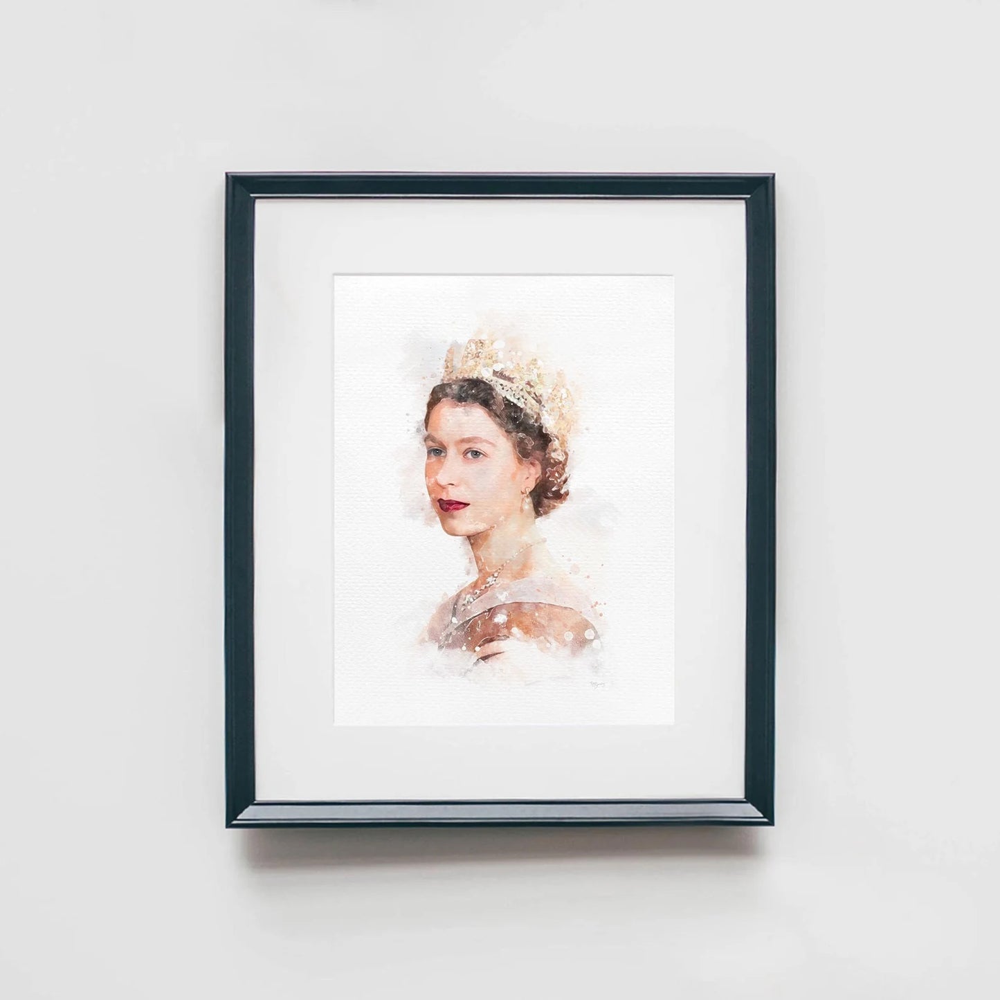 Queen Elizabeth II Portrait Watercolor Art Print