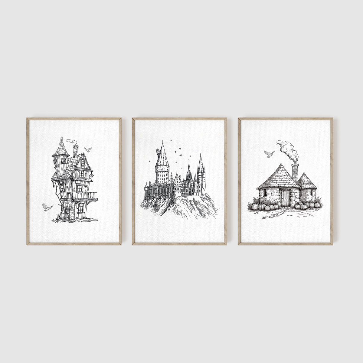 Wizard Sketches, Set of 3 Art Prints