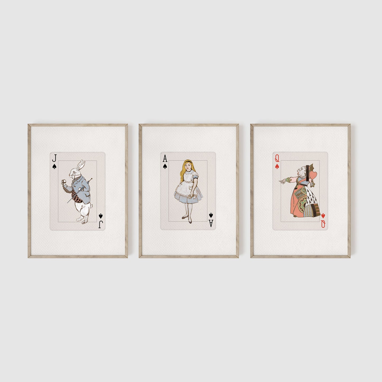 Alice in Wonderland Cards Set of 3 Art Prints