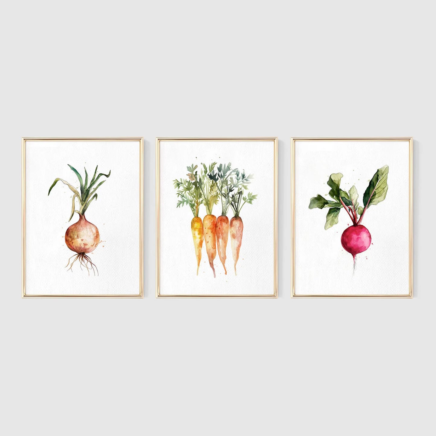 Set of 3 Watercolor Vegetables Art Prints