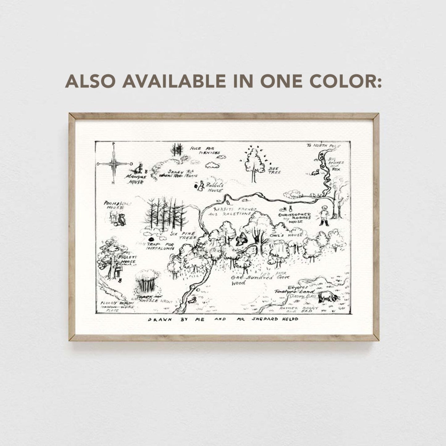 100 Acre Wood Map, Winnie the Pooh Art Print