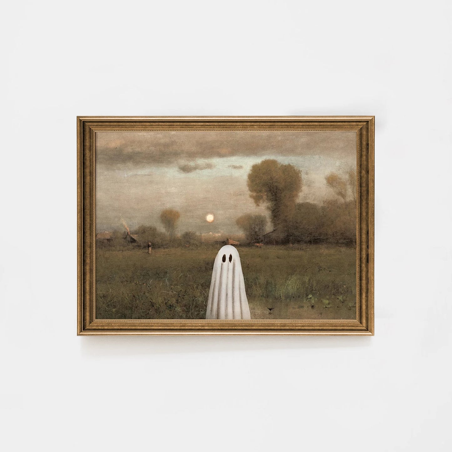 Cute Ghost Under the Moonlight Halloween Art Print