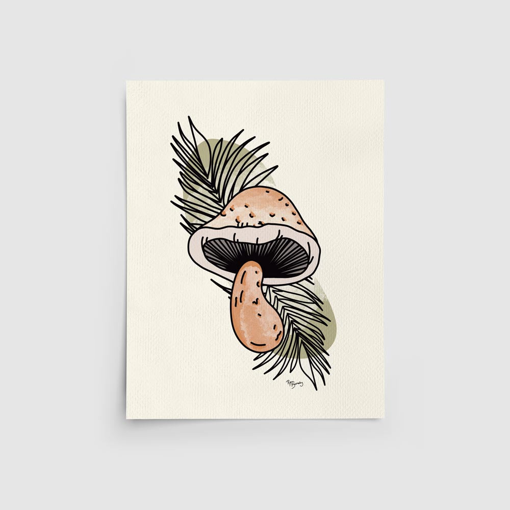 4 Set Mushroom Minimal Illustrated Art Prints