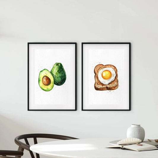 Avocado Toast Set of 2 Watercolor Art Prints