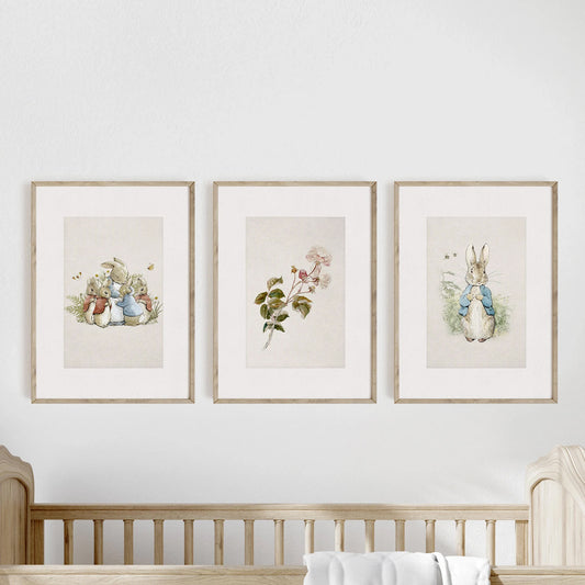 Peter Rabbit Set of 3  Nursery Wall Art