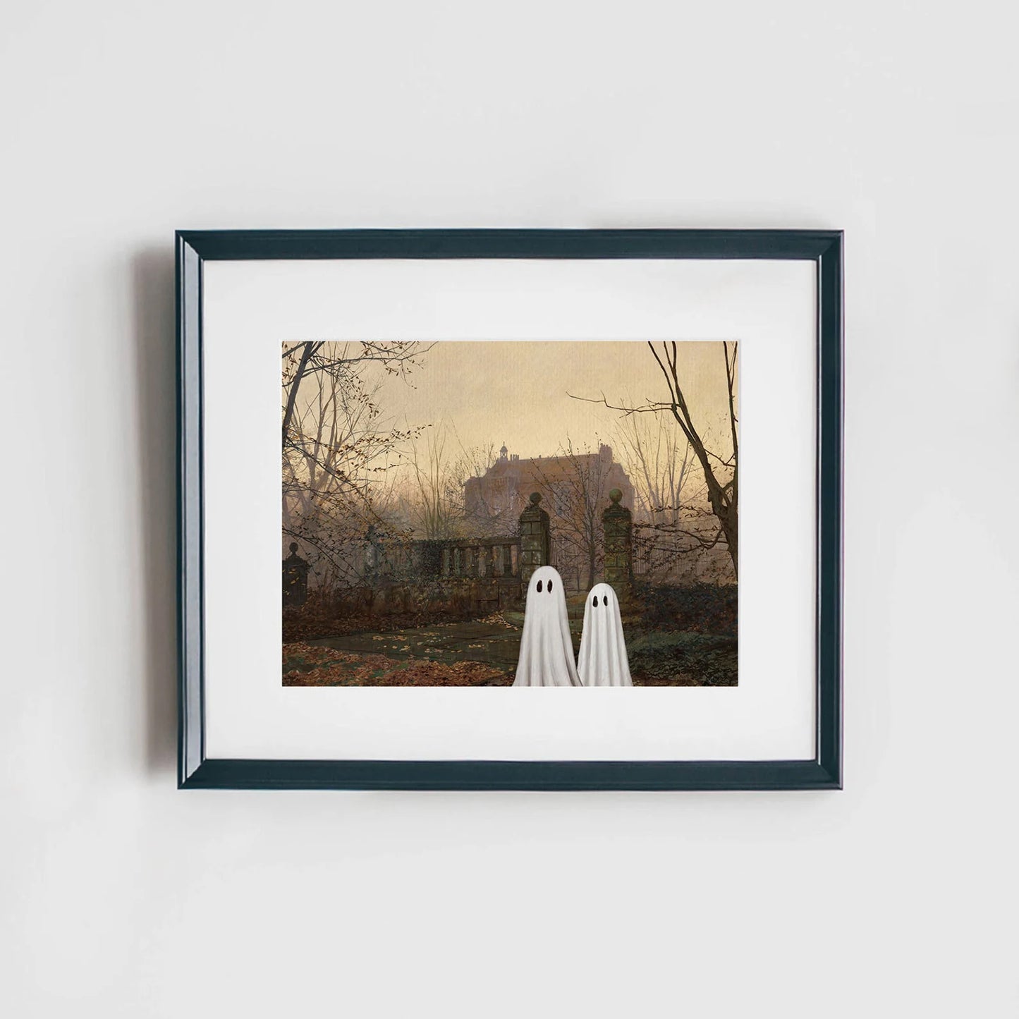 Cute Ghosts by the Haunted House Art Print