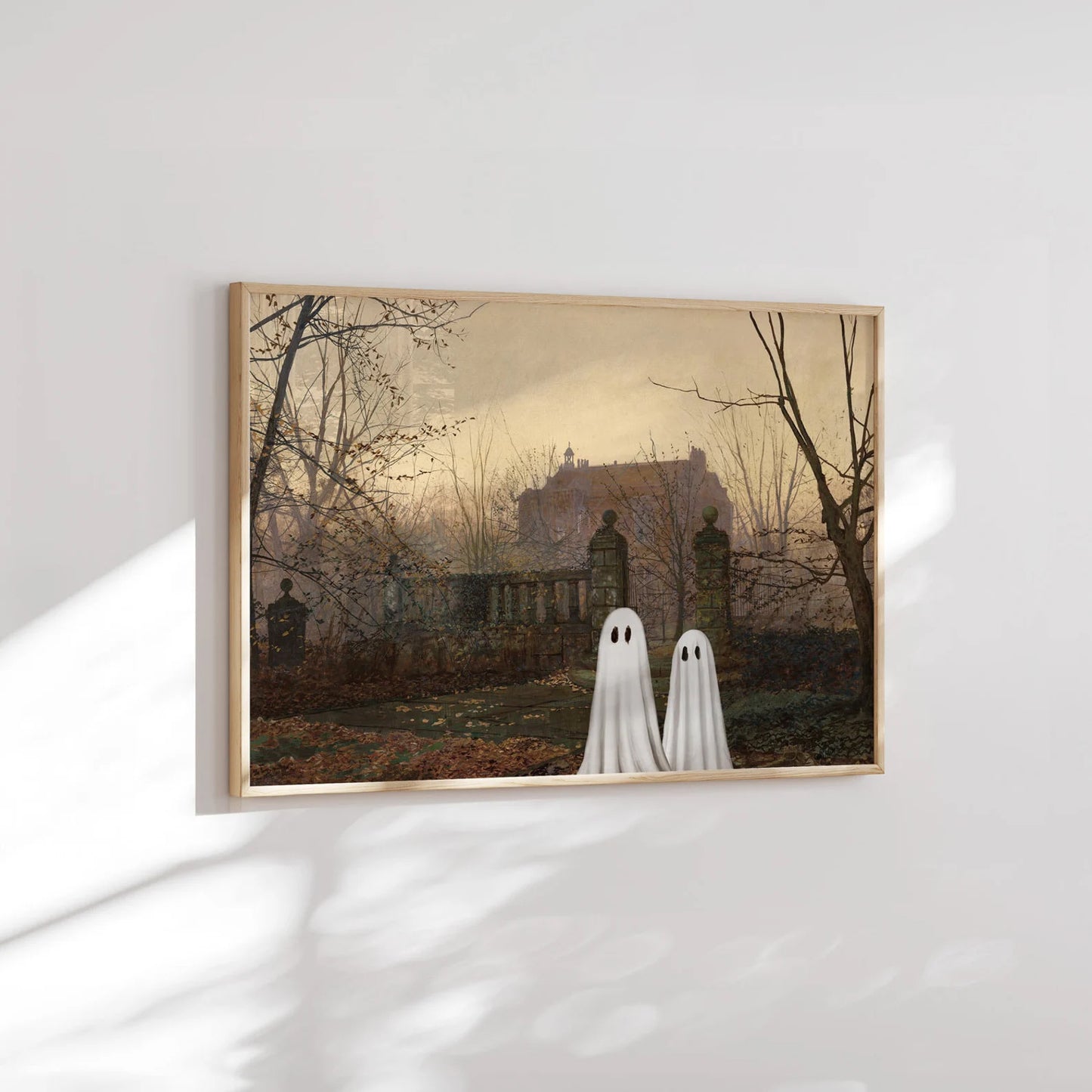 Cute Ghosts by the Haunted House Art Print