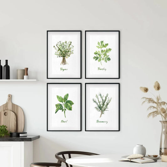 Herbs Set of 4 Watercolor Kitchen Art Prints