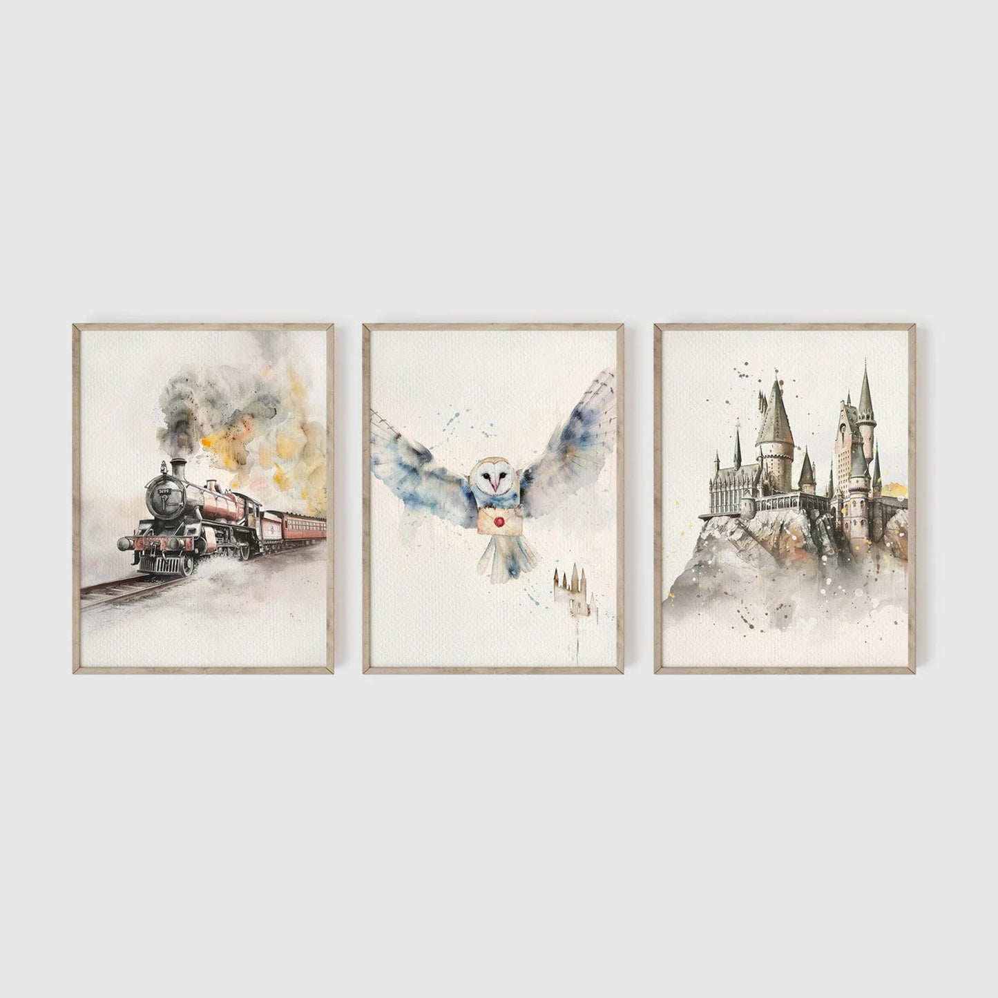 Wizard Neutral Nursery Set of 3 Art Prints