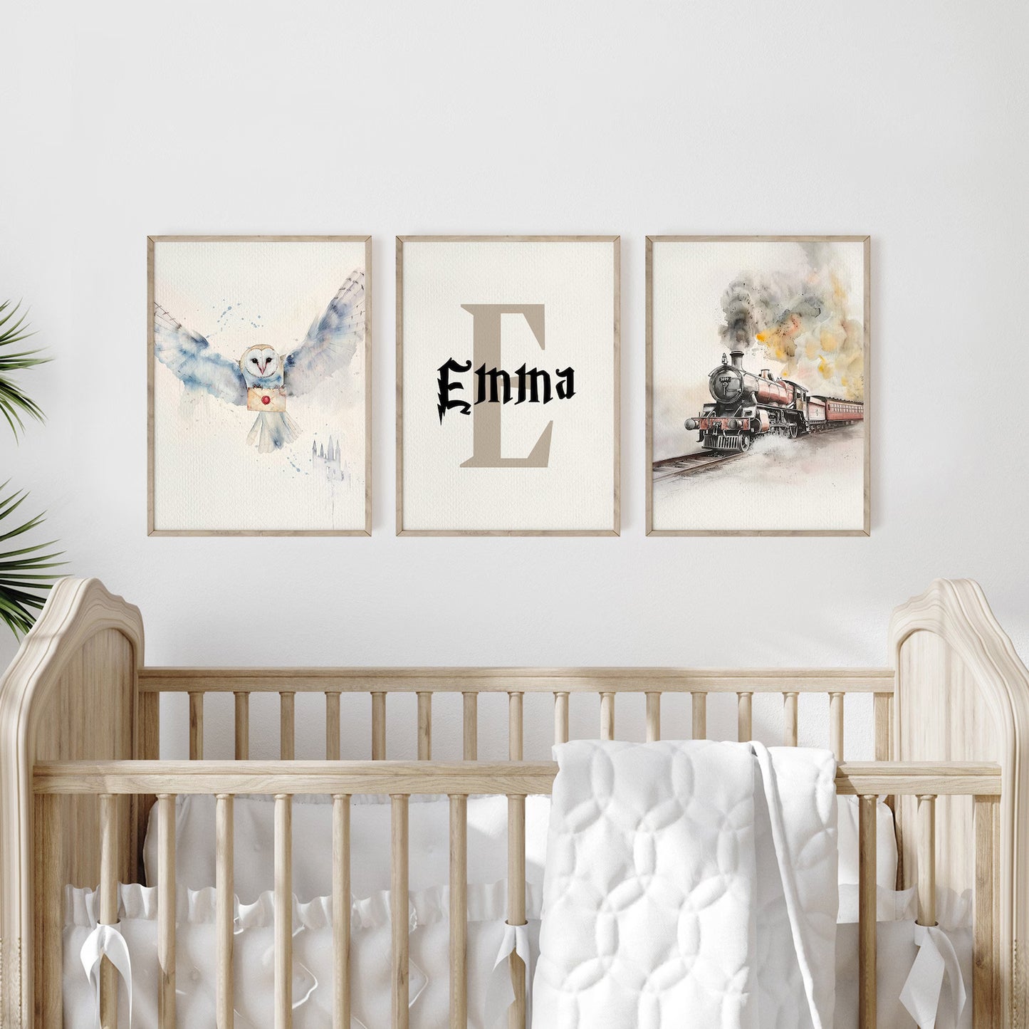 Set of 3 Personalized Name Wizard Nursery Prints