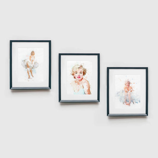 Marilyn Monroe Set of 3 Watercolor Art Prints