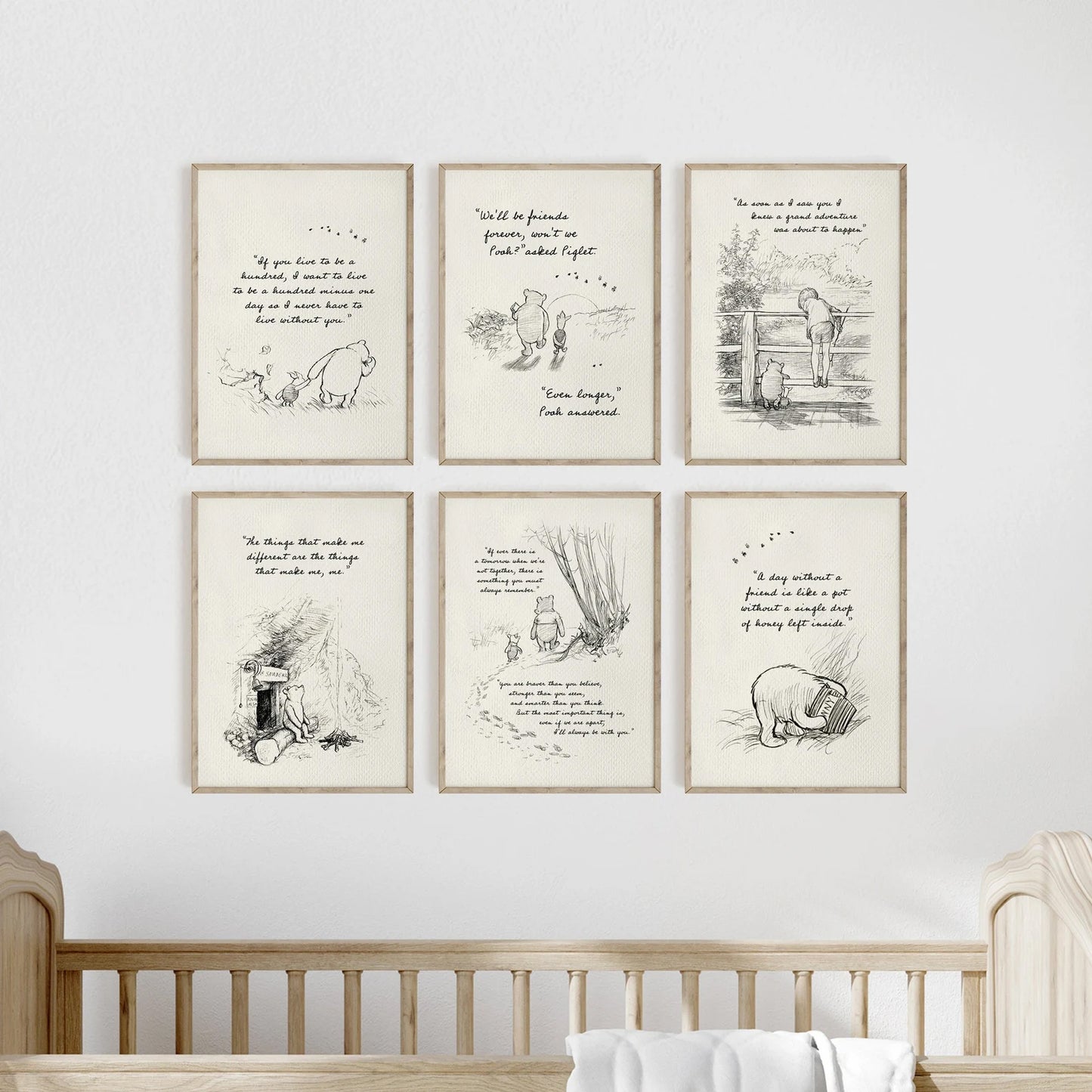 Winnie the Pooh Nursery Quotes Set of 6 Art Prints