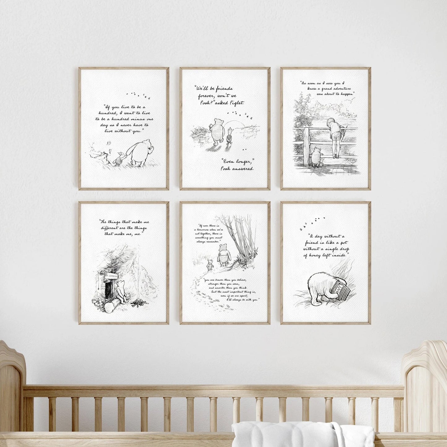 Winnie the Pooh Nursery Quotes Set of 6 Art Prints