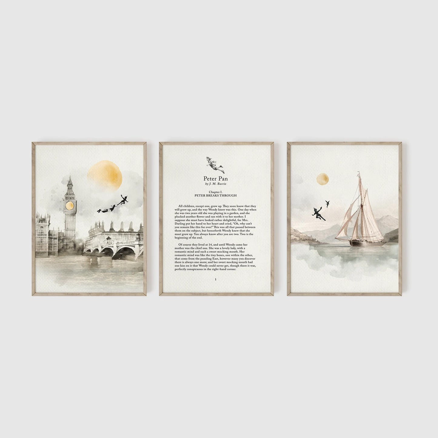 Peter Pan Nursery Set of 3 Art Prints