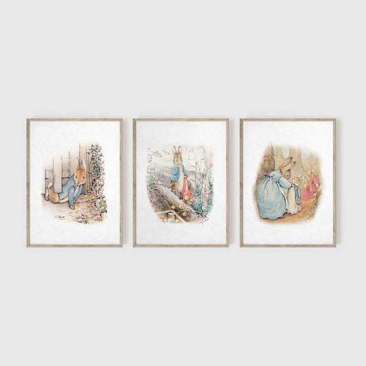 Peter Rabbit Set of 3 Story Nursery Wall Art