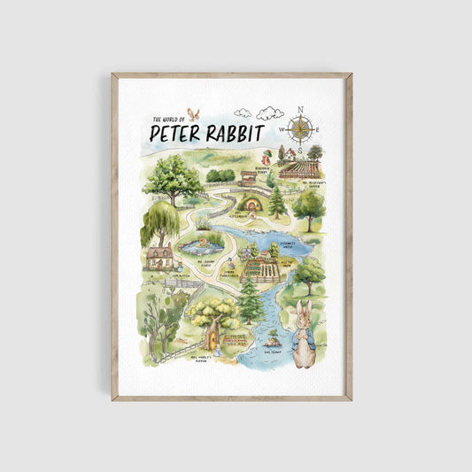 Peter Rabbit Watercolor Map Art Print