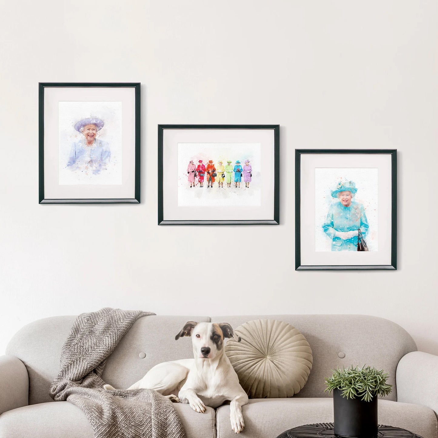 Queen Elizabeth II Set of 3 Watercolor Art Prints