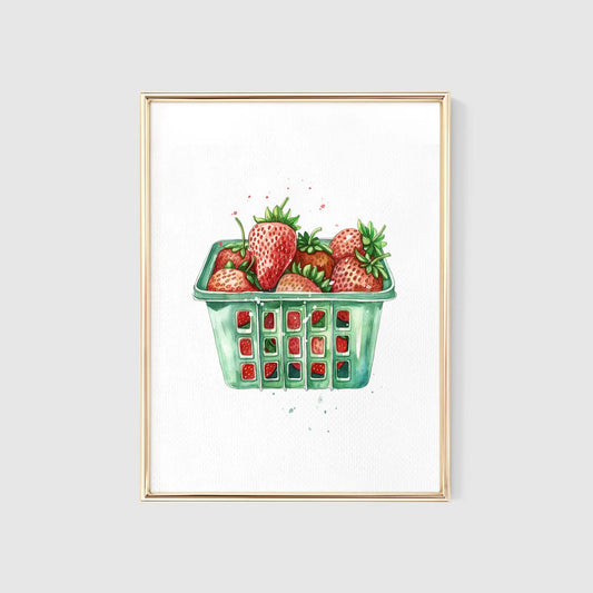 Strawberries Watercolor Art Print