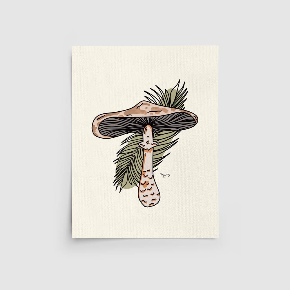 4 Set Mushroom Minimal Illustrated Art Prints