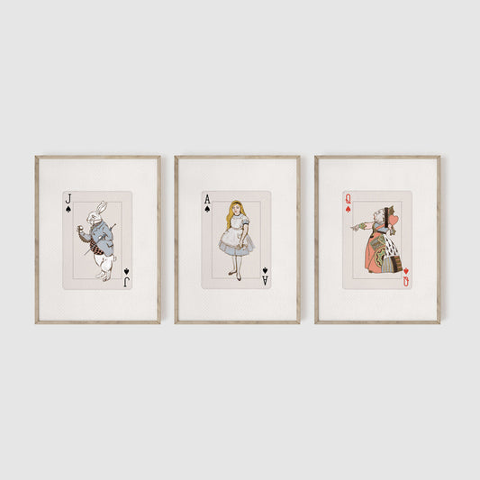 Alice in Wonderland Cards Set of 3 Art Prints