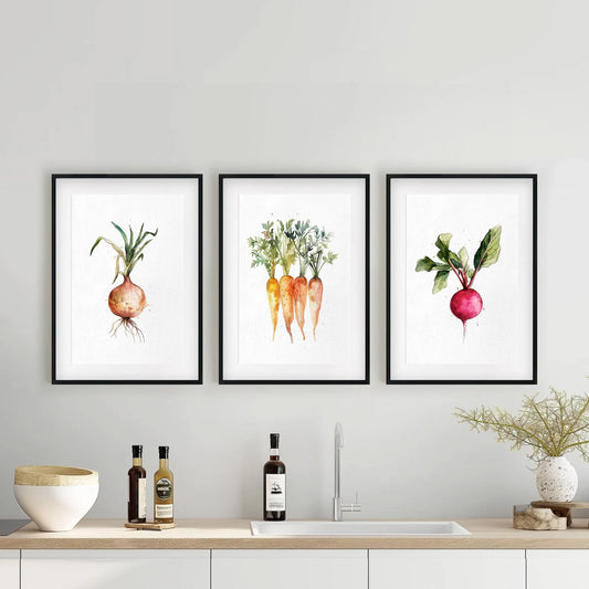 Set of 3 Watercolor Vegetables Art Prints