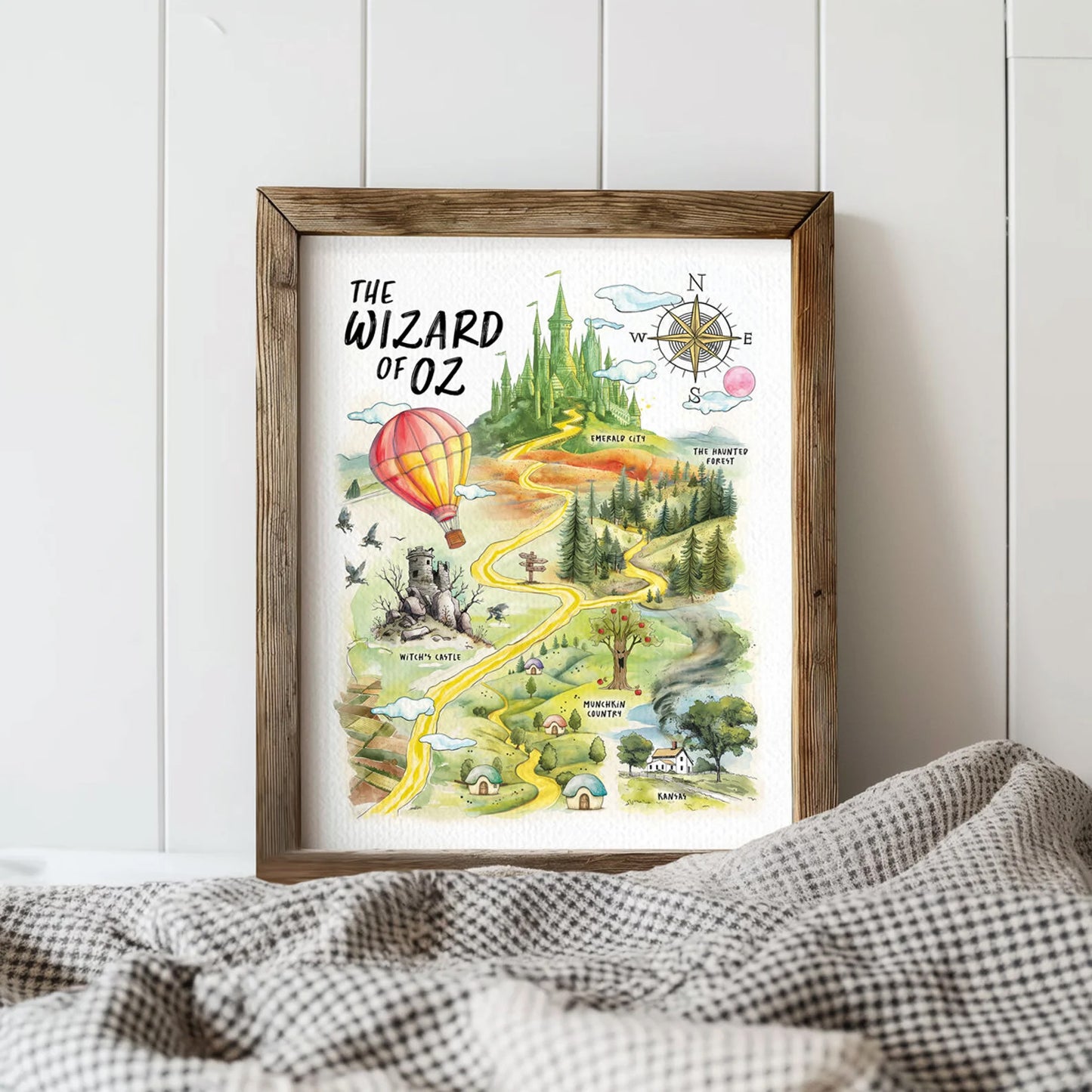 Wizard of Oz Watercolor Map Art Print