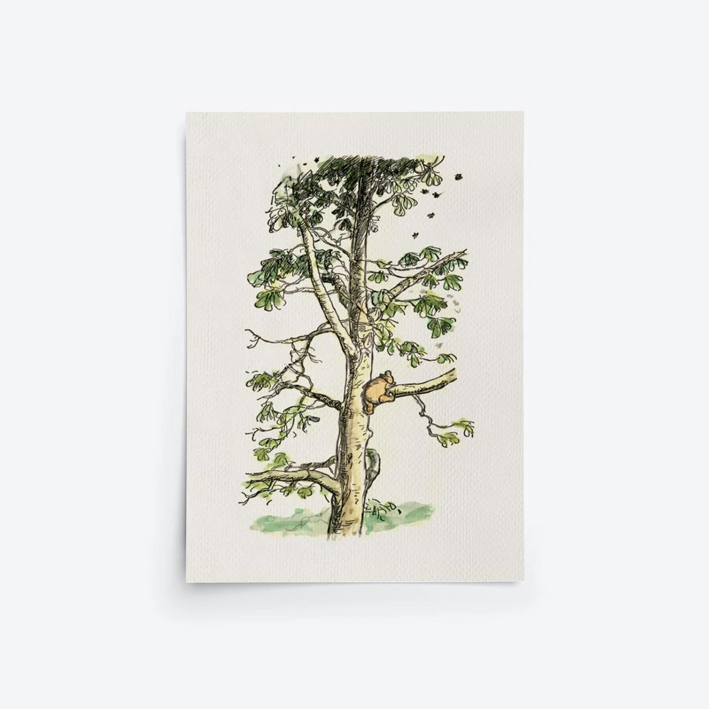 Winnie the Pooh Climbing A Tree Watercolor Art Print