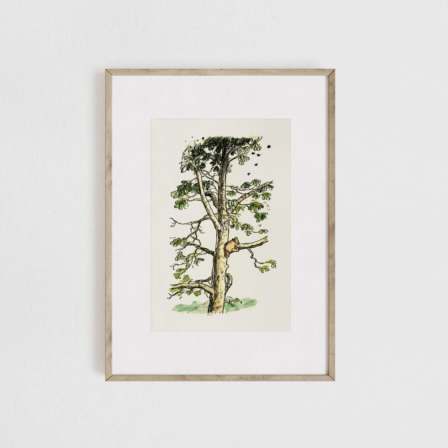 Winnie the Pooh Climbing A Tree Watercolor Art Print